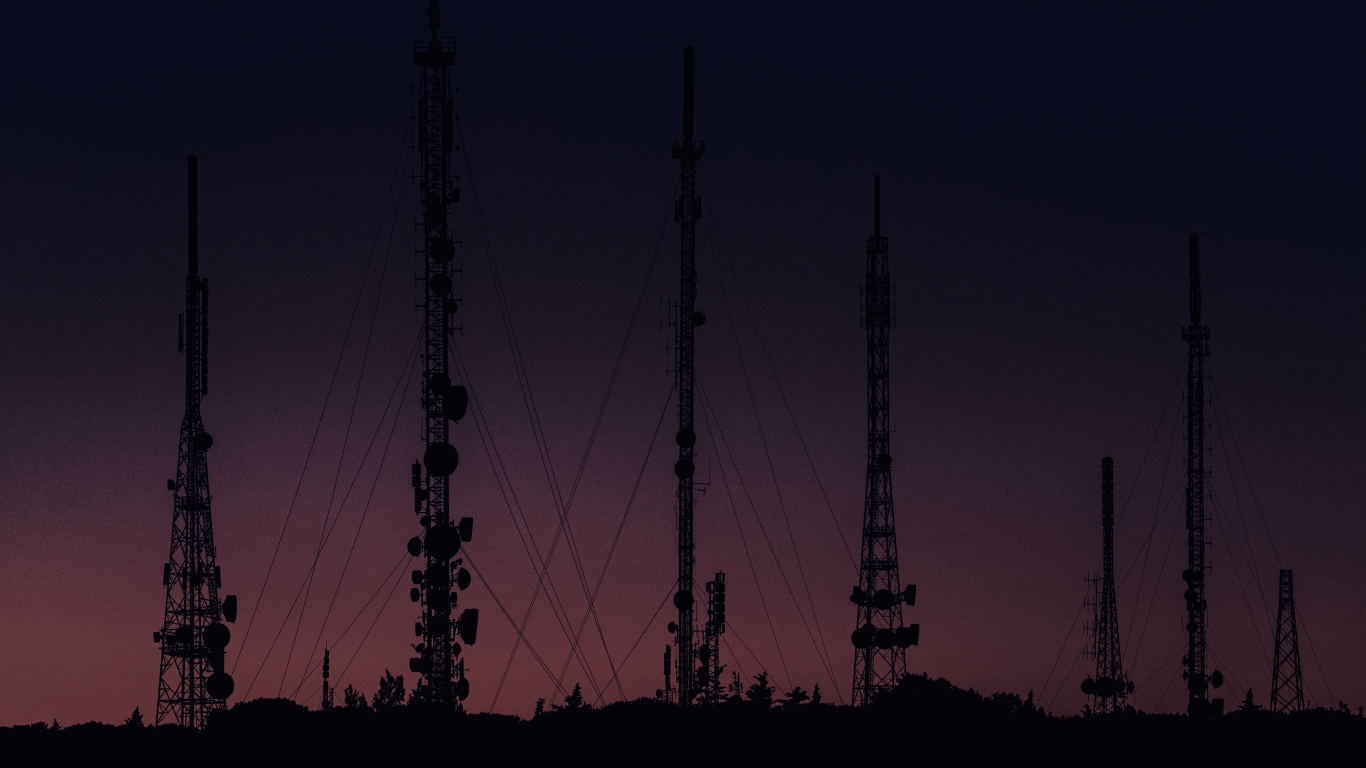 Telecommunication antennas in sunset